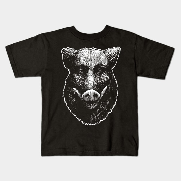 Wild Pig Kids T-Shirt by Moryart
